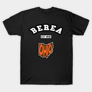 🐶 Berea Ohio Strong, Brown and Orange Map, Est 1836, City Pride T-Shirt